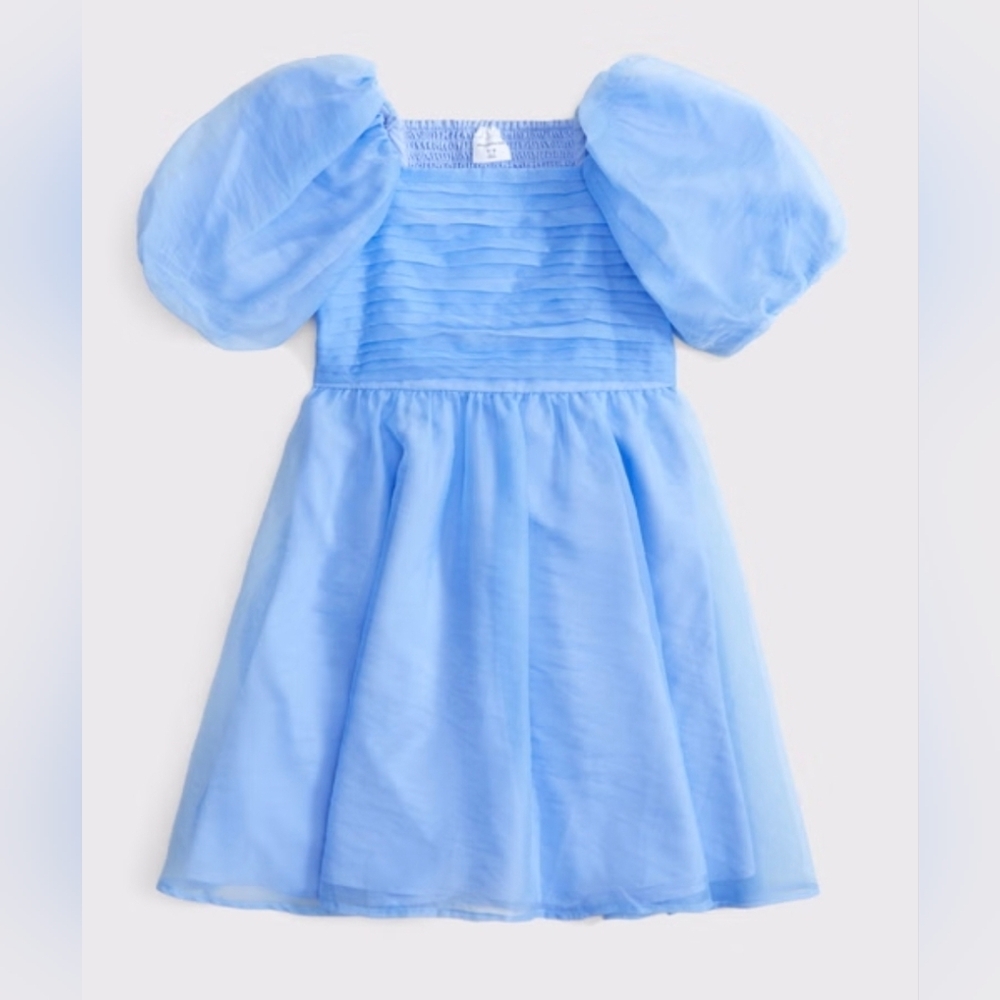 NWT Abercombie Kids Emerson puff sleeve mini dress, 9/10, Blue